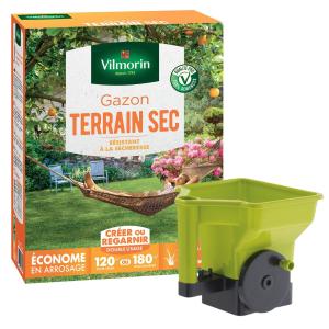Gazon Terrain Sec - 3 kg + Semoir à main Gazon/Engrais